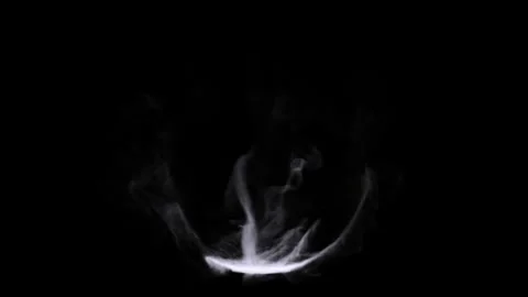 Rising smoke forms circle shape in dark background in slow motion Stock Footage 327568888