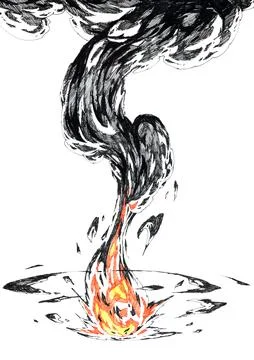 Rising-smoke-pillar-fire-flame-illustration-02 Stock Illustration