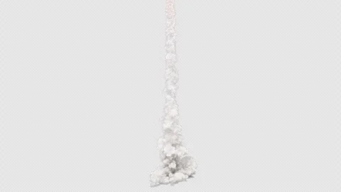 Rising Smoke Plume With Reflection on Transparent Background with Alpha Channel Stock Footage 336228033