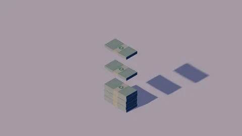 Rising Stack Of Dollars, Toon - Cartoon Paper Money Animation Stock Footage 219692449