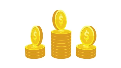 Rising stack of old coins animation video Stock Footage 330524030
