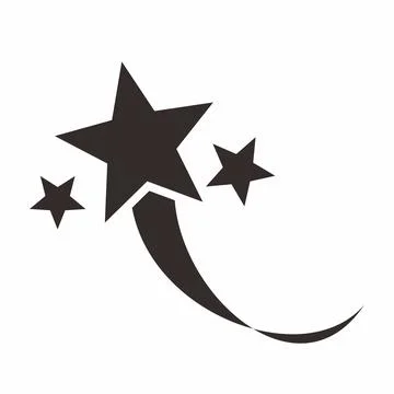 Rising star with tail effect. Black star icon isolated on white background. Stock Illustration