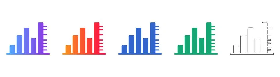Rising Statistical Bar Chart Performance Icons Stock Illustration