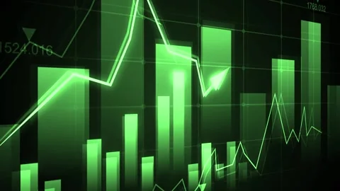 Rising stock chart with glowing blue bars and line graph, Glowing financial.. 스톡 동영상 337263906