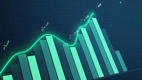 Rising stock graph animation. Dynamic infographics. Growing chart Видео 157088888