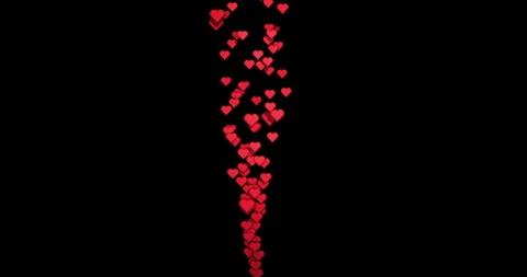 A rising stream of voluminous red hearts on a black background Stock Footage 258775128