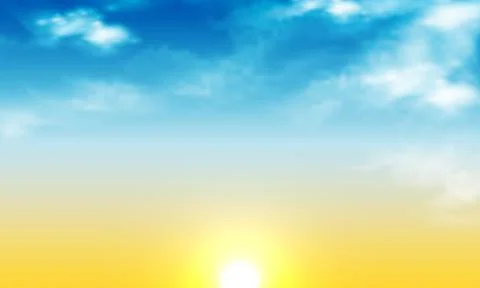 Rising sun and sky with clouds in the morning Illustrazione stock