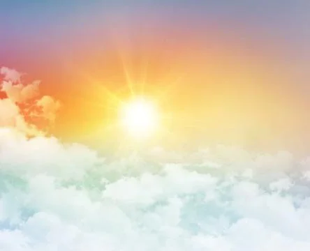 Rising sun and white clouds in Heaven Stockillustratie