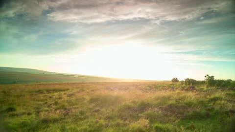 Rising of the sun on a flat ground Stock Photos