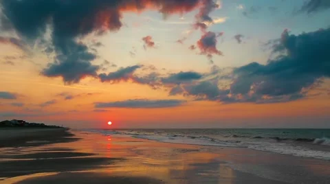 Rising Sun Over Beach Loop Stock Footage 41926980