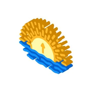 Rising sun progress isometric icon vector illustration Stock Illustration