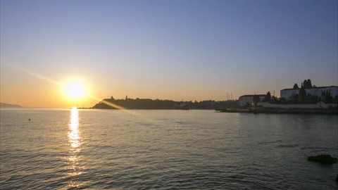 Rising sun on Spetses Island Greece Stock Footage 197355995