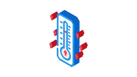 Rising temperature gauge progress isometric icon animation Stock Footage 327284502