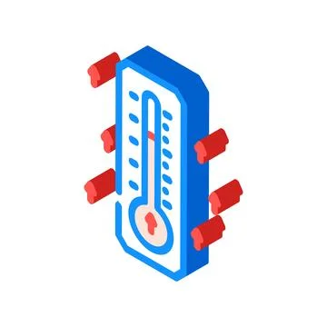 Rising temperature gauge progress isometric icon vector illustration Stock Illustration
