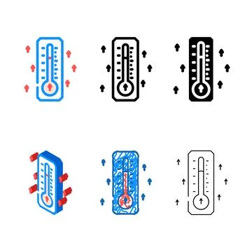 Rising temperature range gauge progress color icon vector Stock Illustration