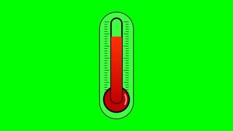 Rising Temperature Thermometer Animation on Green Screen Background 4K Video stock 344434152