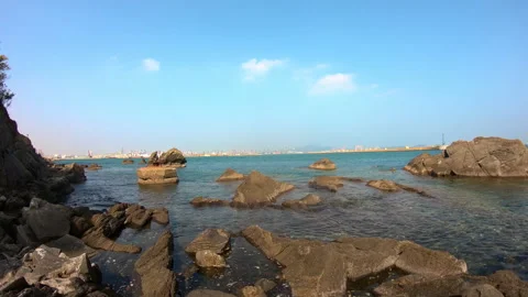 Rising Tide 4K Timelapse Sea Water Submerging Coastal Rocks Stock Footage 321052933