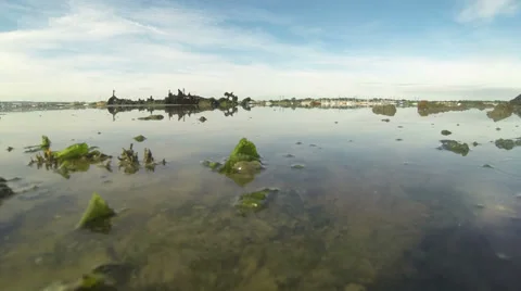 Rising tide coming in camera submerged 03 Stock Footage 33890285