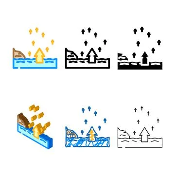 Rising tide progress color icon vector variants Stock Illustration