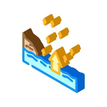 Rising tide progress isometric icon vector illustration Illustrazione stock