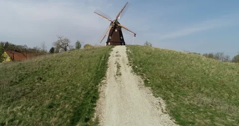 Rising towards old windmill Video stock 106881778