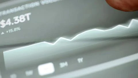 Rising transaction chart with 4.38T volume Stock Photos