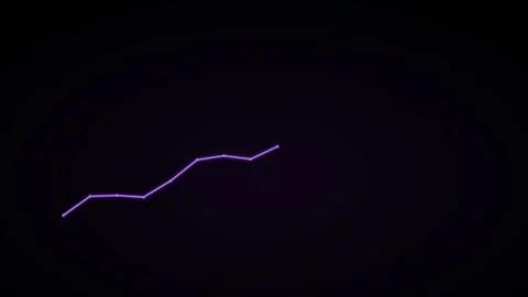 Rising trend line chart with data points on a black background, violet color Stock Footage 342510403