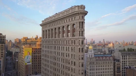 Rising view of Flatiron Building Stock Footage