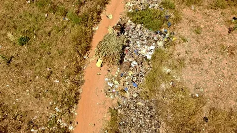 Rising view of a man and his straw donkey cart Stock Footage 80795463