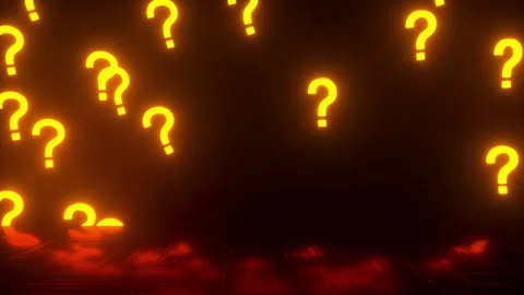 Rising Warm Question Mark Light With Reflection Stock Footage 307218147