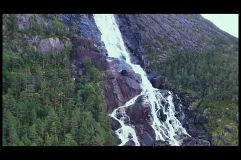 Rising by waterfall Langfoss Norway Stock Footage 331887512