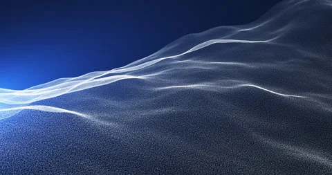 Rising waves of particles on a blue background Stock Footage 260628082