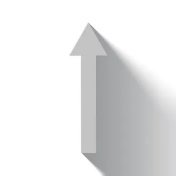 Rising white arrow on white background with shadow, business growth Stock Illustration
