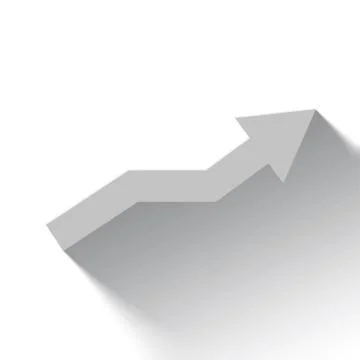 Rising white arrow on white background with shadow, business growth Stock Illustration