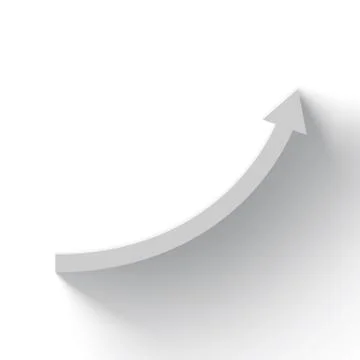 Rising white arrow on white background with shadow, business growth Stock Illustration