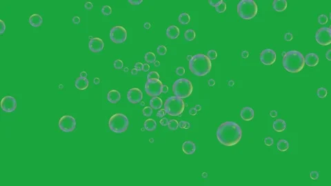 Rising white bubbles on green screen chroma key background. Floating air bubble Stock Footage 345070721