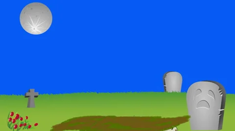 Rising Zombie in Cemetery:  + Matte + Loop Video stock 43387889