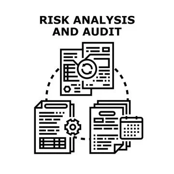 Risk analysis and financial audit processing documents Ilustración de archivo