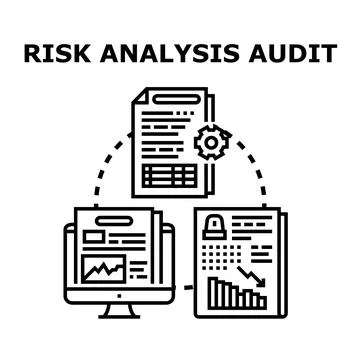 Risk analysis audit report process on digital screen Stock Illustration