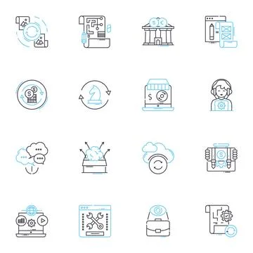 Risk analysis linear icons set. Probability, Uncertainty, Threat, Vulnerability 库存插图