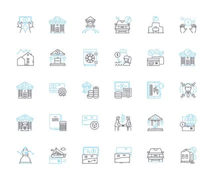 Risk analysis linear icons set. Probability, Exposure, Impact, Threat 库存插图