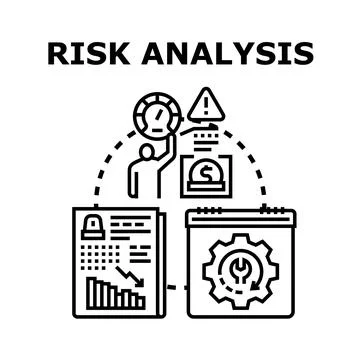 Risk analysis process assessing financial business strategy イラスト素材