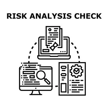 Risk analysis process check with digital documents イラスト素材