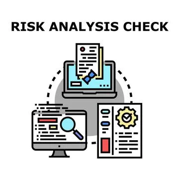 Risk analysis process check with digital documents Stock Illustration