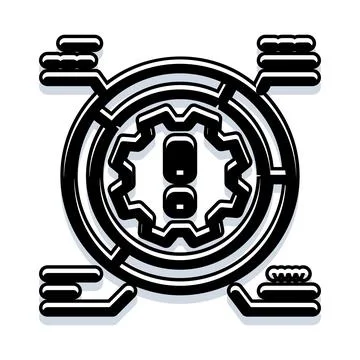 Risk analysis process with warning sign cog 스톡 일러스트