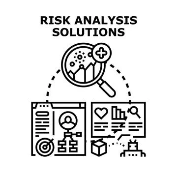 Risk analysis solutions evaluating business data and threats Stock Illustration