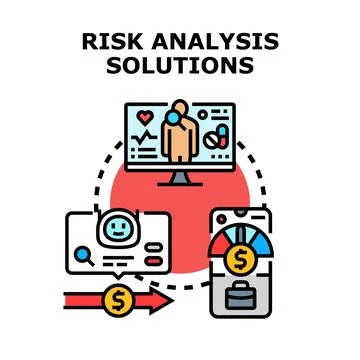 Risk analysis solutions evaluating financial health data 库存插图