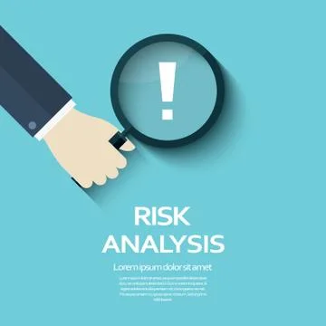 Risk analysis vector illustration background with magnifying glass and Stock Illustration