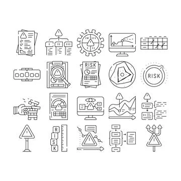 Risk analyst business icons set vector Stock Illustration