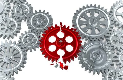Risk and problem concept with gears, 3D rendering Stock Illustration